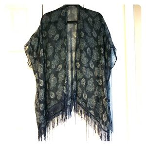 Cute PaBlue Patterned Shear Jacket